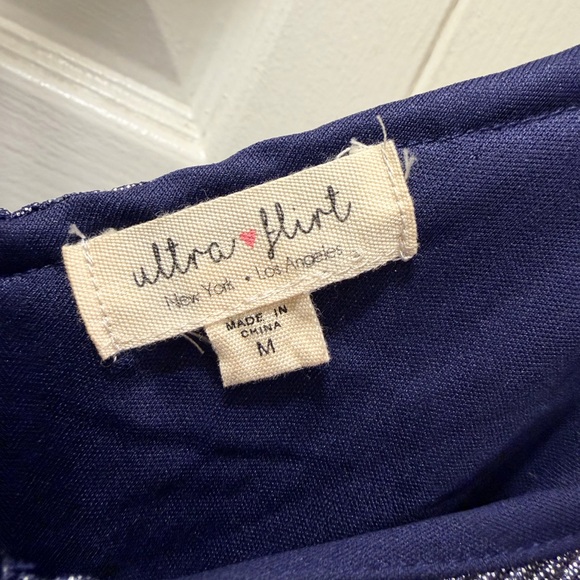 Navy Blue Ribbed Spaghetti Strap Dress - Picture 2 of 6